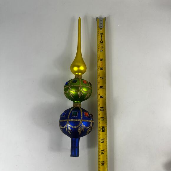 Department 56 Finial Christmas Tree Topper Large 14.5" Rare Vintage Poland Green - Picture 10 of 12